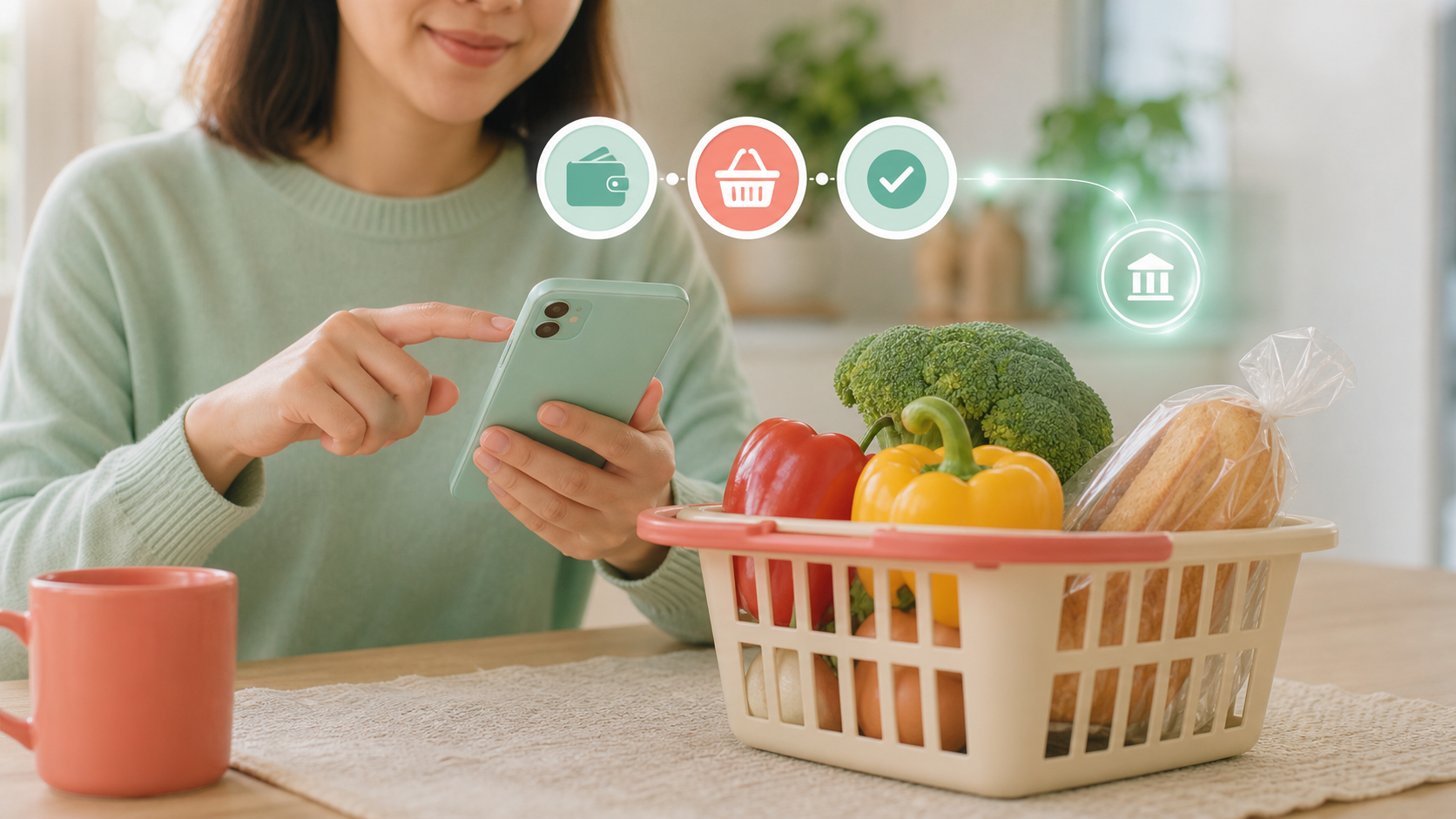 A customer setting budget and merchant permissions before an AI agent completes a tokenised payment