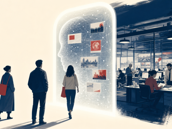 Publishers Need More Than Traffic When AI Becomes the News Gateway 2 A newsroom visible beyond an AI information gateway as readers encounter summaries before original reporting