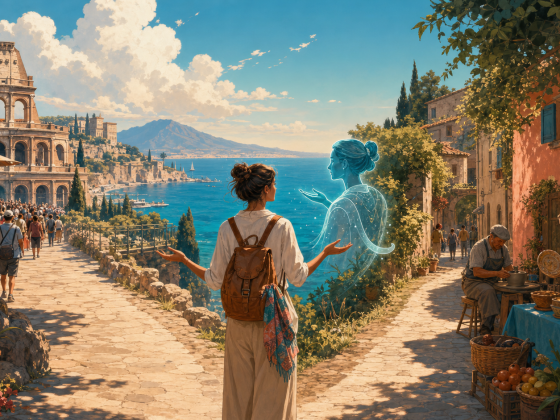 AI Travel Companions Promise Freedom—but Could Narrow the Journey 2 A traveller choosing between a famous landmark and a quieter local experience with help from an AI travel companion