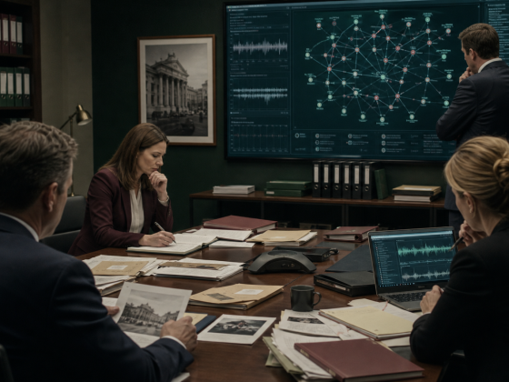 The FCA Tests Palantir AI Without Surrendering Its Data 1 UK financial investigators analysing connected evidence inside a secure data environment