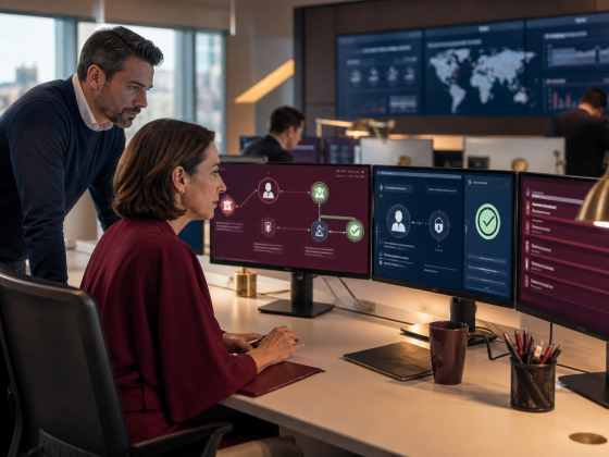 Santander Puts an AI Agent Inside a Live Payment Flow 1 A bank payment team supervising an authenticated AI agent completing a tightly controlled transaction