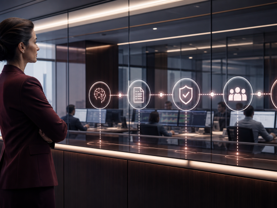 Dyna.Ai Raises Eight Figures to Move Financial AI Beyond Pilots 2 Financial operations team supervising a secure agentic AI workflow