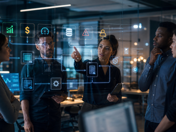 SoftServe Puts Business Value and Oversight Before AI Scale 10 Enterprise team evaluating an AI workflow across value cost accuracy and oversight
