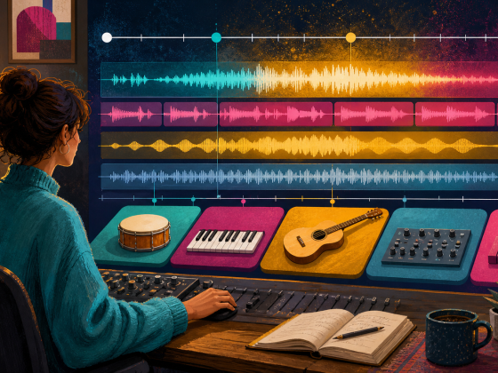 Stable Audio Adds Timing Control to Generative Sound 1 A music producer shaping colourful sound waves along a precise timeline