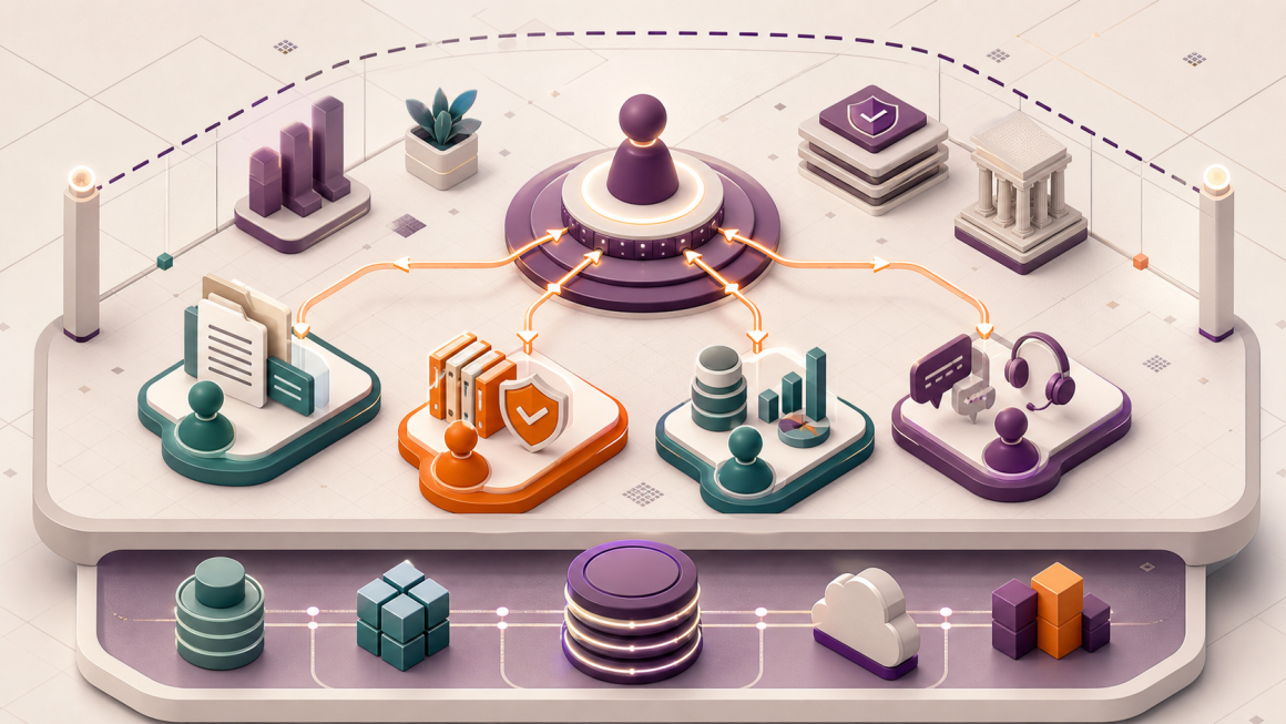 A supervisor agent coordinating several specialised enterprise tools inside a clearly governed workflow