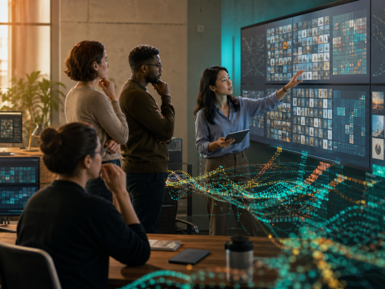 Micro1 Reaches a $500 Million Gross Run Rate in the AI Data Boom 1 A layered stream of labelled training data expanding through a modern AI research workspace