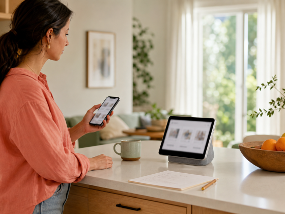 Amazon Turns Rufus Into the Engine Behind Alexa for Shopping 1 Shopper calmly reviewing a comparison and purchase controls across phone and home display