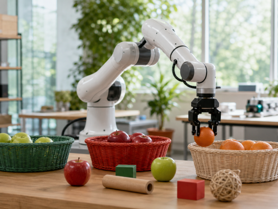 Alibaba Opens RynnBrain for the Physical AI Race 1 Open physical AI model guiding a robot as it identifies and sorts everyday objects