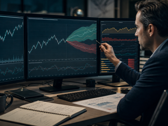 How to Test an AI Currency Forecast Before Trusting It 2 Analyst comparing an AI currency forecast with live market outcomes and risk limits