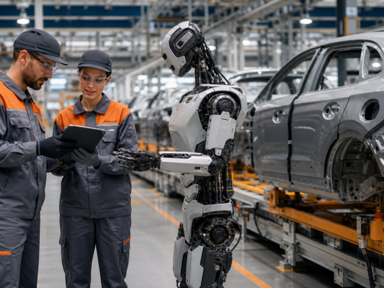 Hyundai Builds Its Next Growth Phase Around Physical AI 2 Hyundai-inspired automotive factory where people and humanoid robots work safely together
