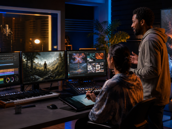 Stability AI Raises $76 Million From Entertainment and Chip Backers 2 Creative professionals combining music, video, game and image workflows in an AI-assisted production studio