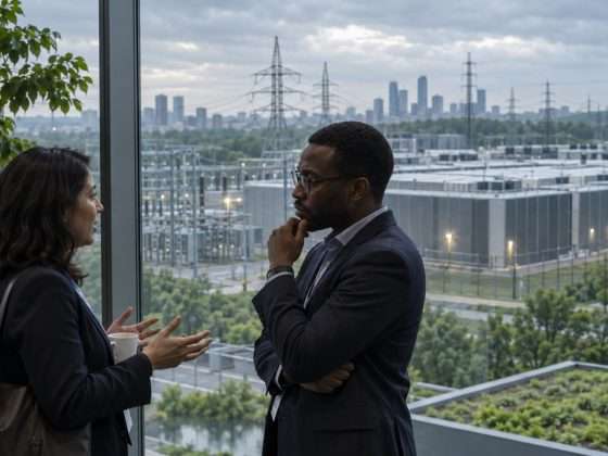 AI Data Center Demand Dominates Climate Week, Leaving Other Startups Uneasy 25 Climate conference attendees discuss a nearby data center and electrical infrastructure