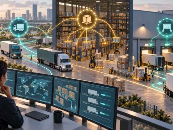 Multi-Agent AI Moves Supply Chains From Advice to Execution 5 Specialized AI agents coordinating freight, inventory and warehouse operations across a luminous supply network