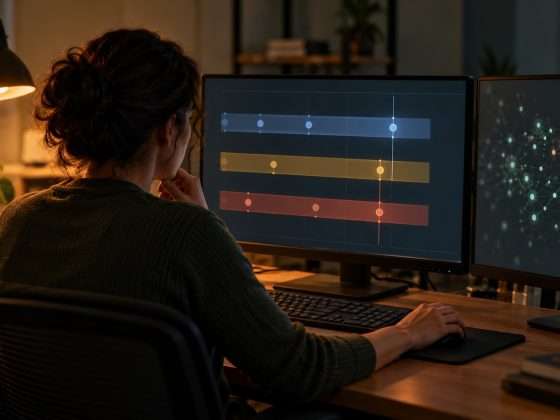 Revisiting the Hugging Face Incident Evidence 1 AI-generated fictional analyst reviewing abstract security timelines and network nodes, with no actual incident data