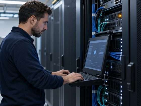 Emergency PHP Fixes Put AI-Assisted Discovery to an Operational Test 1 AI-generated fictional systems technician reviewing an abstract maintenance console at a server rack, not a real affected system