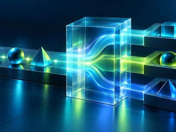 TypeSafe Raises $870 Million for Jev as Typed Decisions Face a Reliability Test 1 AI-generated architectural illustration of precise geometric decision branches and structured outputs, with no real performance charts or readable text